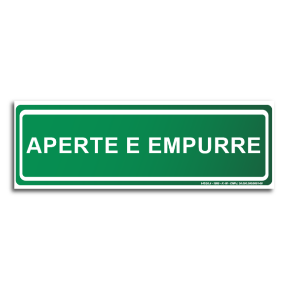 Sinalização Fotoluminescente Aperte e Empurre - 25x8cm