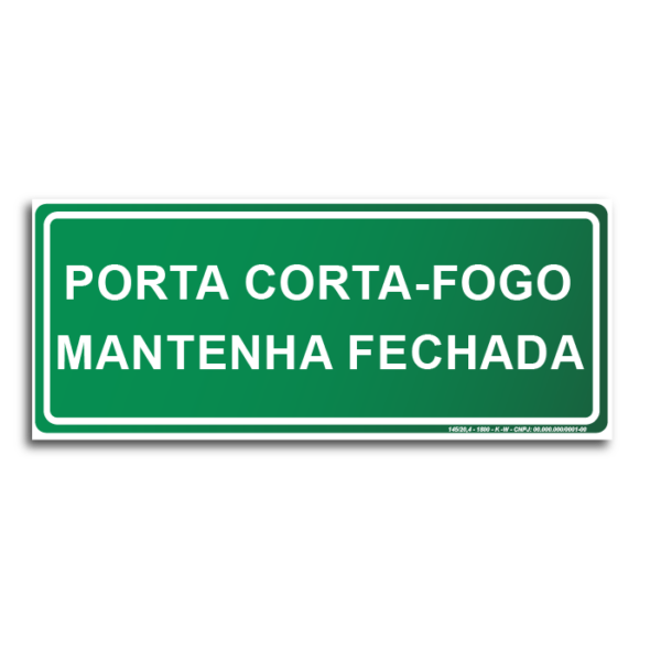 Sinalização Fotoluminescente Porta Corta-Fogo  - 25x8cm