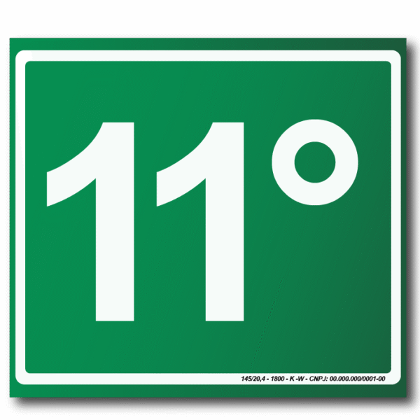Sinalização de Emergência Fotoluminescente 11º Pavimento (S-17) - 15X15 - (Tamanho único)