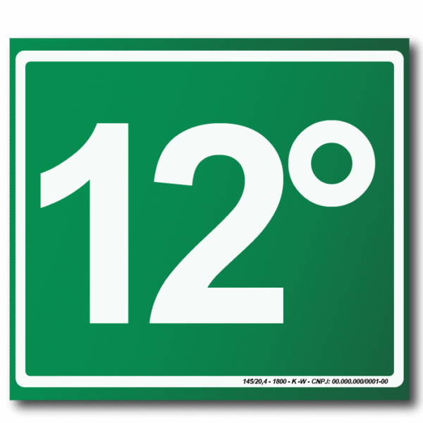 Sinalização de Emergência Fotoluminescente 12º Pavimento (S-17) - 15X15 - (Tamanho único)