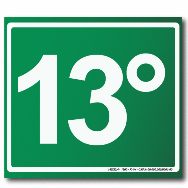 Sinalização de Emergência Fotoluminescente 13º Pavimento (S-17) - 15X15 - (Tamanho único)