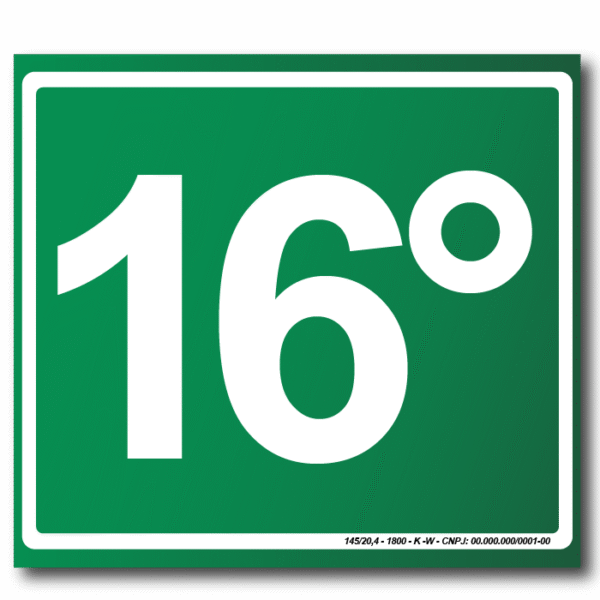 Sinalização de Emergência Fotoluminescente 16º Pavimento (S-17) - 15X15 - (Tamanho único)
