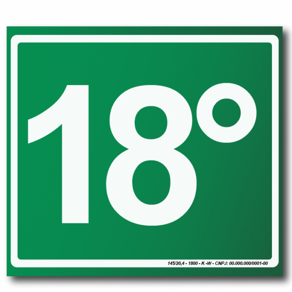 Sinalização de Emergência Fotoluminescente 18º Pavimento (S-17) - 15X15 - (Tamanho único)