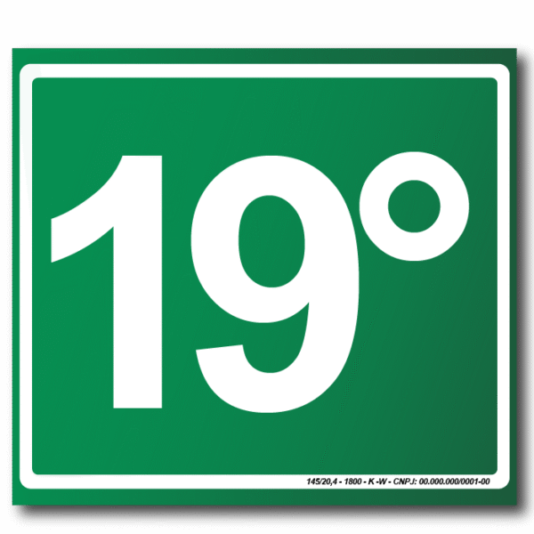 Sinalização de Emergência Fotoluminescente 19º Pavimento (S-17) - 15X15 - (Tamanho único)