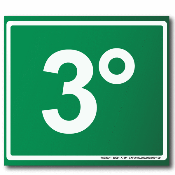 Sinalização de Emergência Fotoluminescente 3º Pavimento (S-17) - 15X15 - (Tamanho único)
