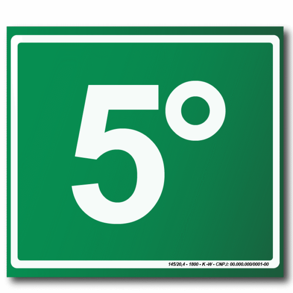 Sinalização de Emergência Fotoluminescente 5º Pavimento (S-17) - 15X15 - (Tamanho único)