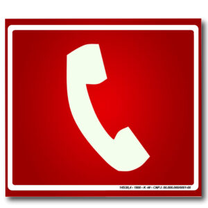 Sinalização de Emergência Fotoluminescente Telefone ou Interfone de Emergência (Apenas Figura) - (E-4) - 20X20 - (Tamanho Único)
