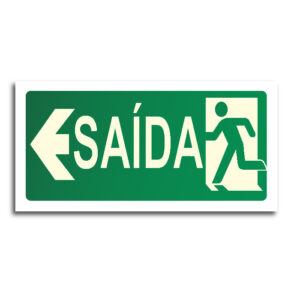 Sinalização de Emergência Fotoluminescente Saída de Emergência à Esquerda (S-13E) - 12X24 - (P)