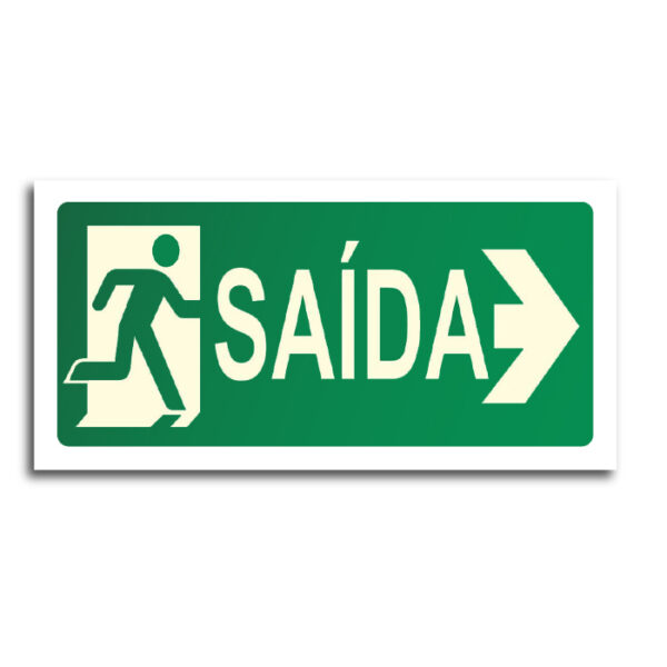 Sinalização de Emergência Fotoluminescente Saída de Emergência à Direita (S-13D) - 14X24 - (P)