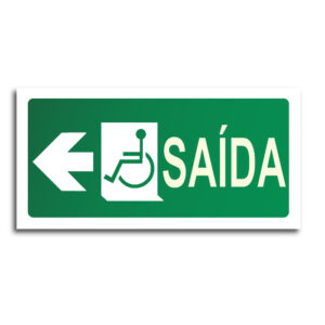 Sinalização de Emergência Fotoluminescente Saída de Emergência Acessível á Esquerda (S-16E) - 12X24 - (P)